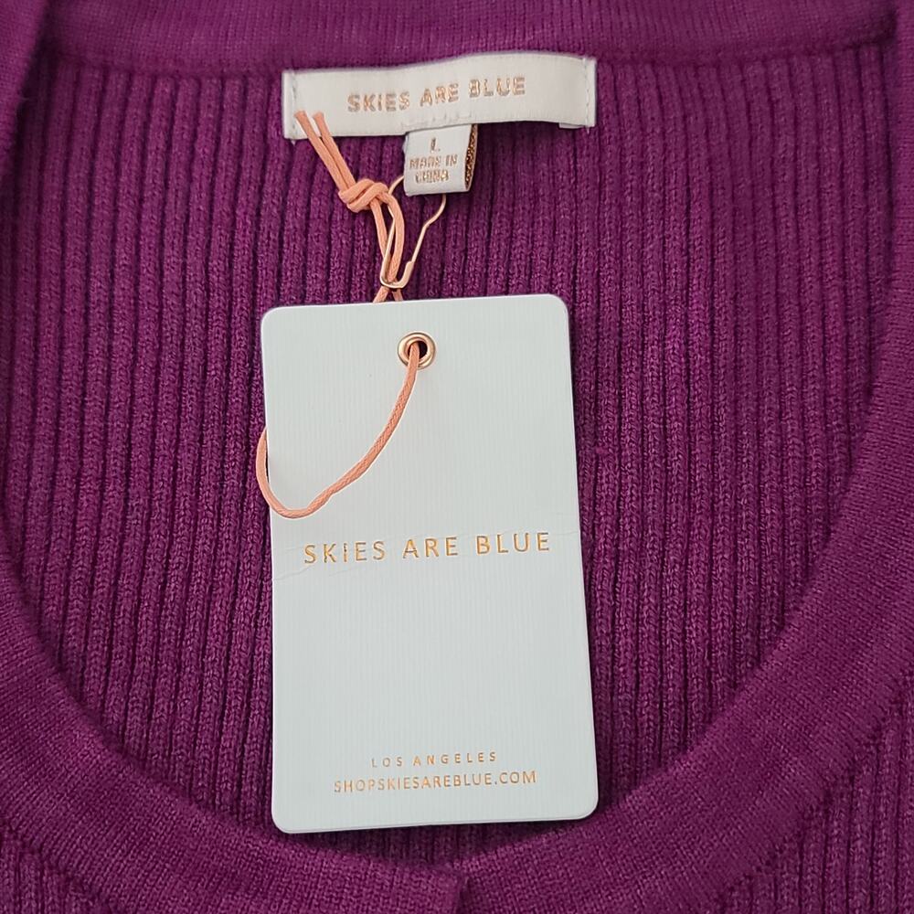 Skies Are Blue Stitch Fix ribbed sweater dress purple NWT Size Large Office Cozy - Picture 8 of 10